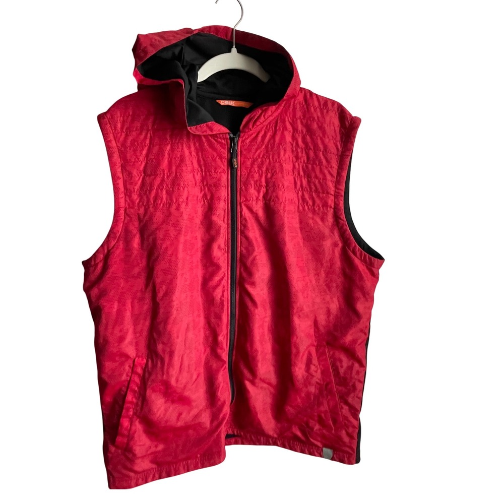 CBUK Red Black Hooded Vest Sleeveless‎ Jacket Activewear Golf Streetwear XL